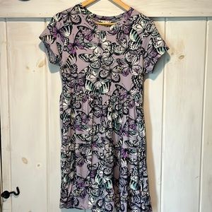 Purple Ruffle Butterfly print dress Girls 16 1/2 plus